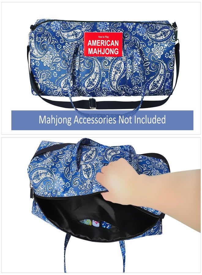 GUSTARIA Blue American Mahjong Game Set Bag with Protective Sleeves for Racks, Pushers, and Tiles (Case Only) - Image 3
